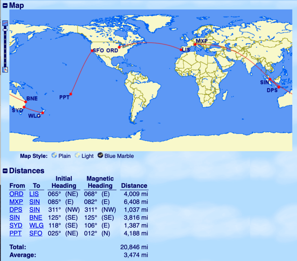 United round the world sales ticket