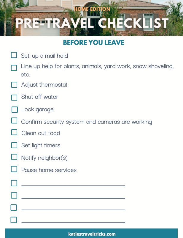 Pre-travel checklist