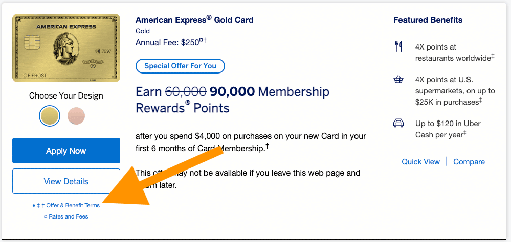 American Express terms