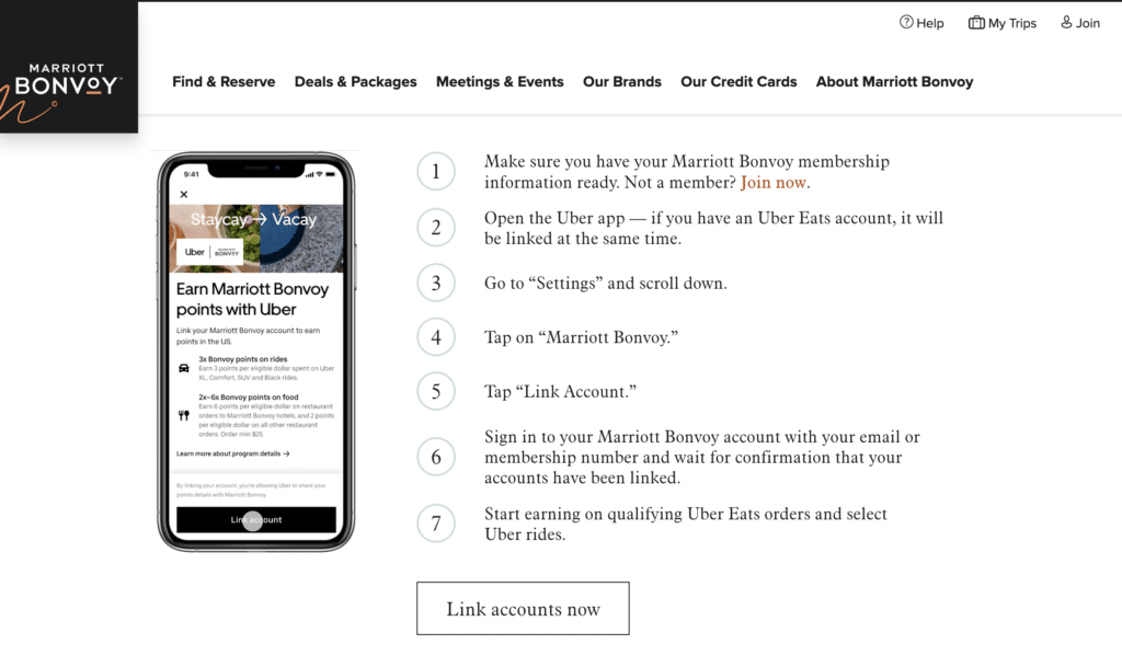 Link Uber and Marriott