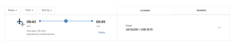 Here’s a deal from Grand Rapids, MI to London for 20,000 miles.