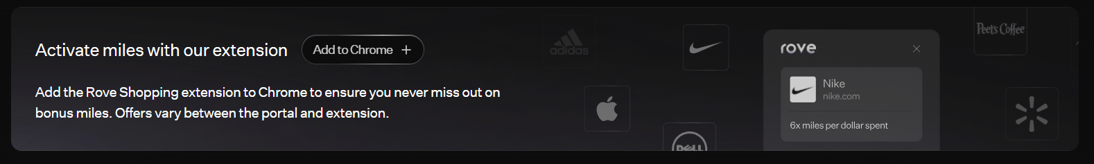 Rove shopping portal browser extension activating an offer