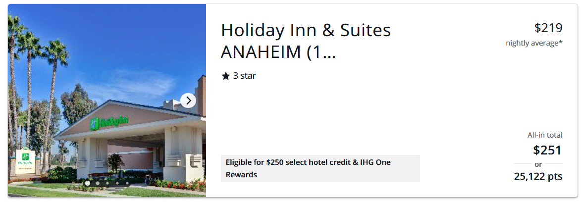 Same Holiday Inn booked through Chase Travel for 25,122 points per night including taxes and fees